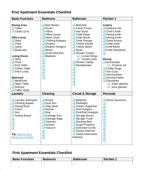 New Apartment Checklist   9+ Free Word, PDF Documents ...