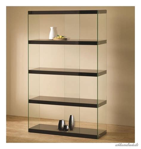 New Black Glass Curio Furniture Display Case Cabinet ...