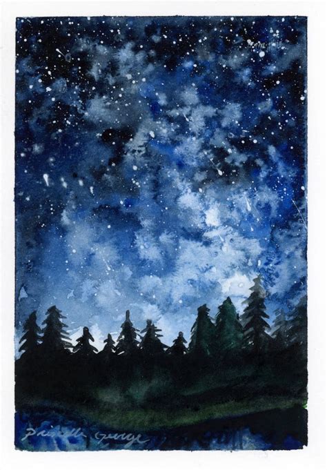 New to PriscillaGeorgeArt on Etsy: Forest Night watercolor ...