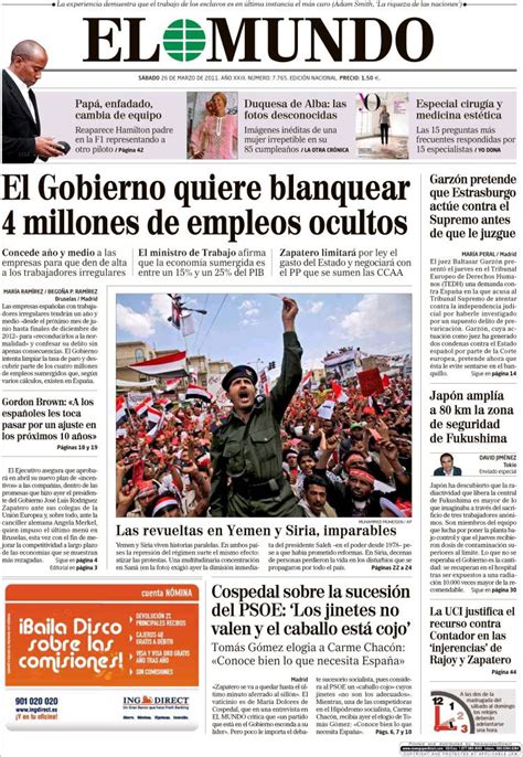 Newspaper El Mundo  Spain . Newspapers in Spain. Saturday ...