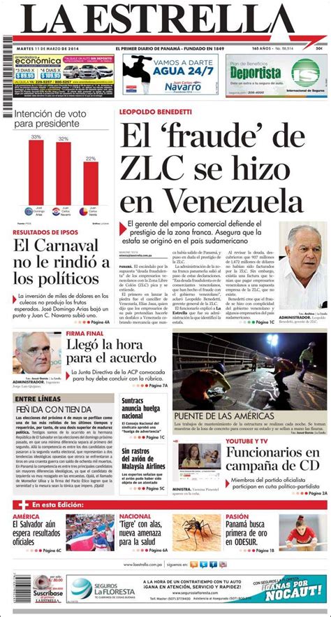 Newspaper La Estrella de Panamá  Panama . Newspapers in ...