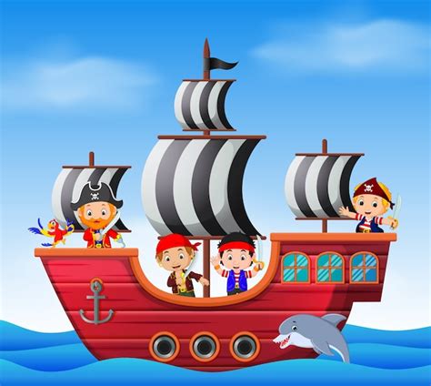 Niño pirata de dibujos animados | Vector Premium