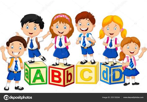 niños animados con uniforme   Buscar con Google | Alphabet for kids ...