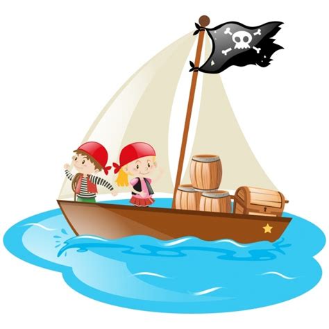 Niños en un barco pirata | Vector Gratis