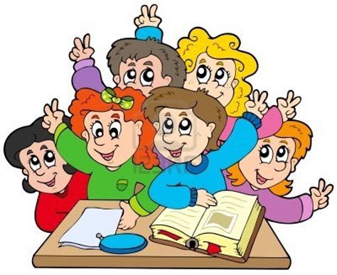 Niños estudiando en la escuela en caricatura   Imagui