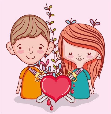 Niños lindos en caricaturas de amor vector diseño gráfico de ...
