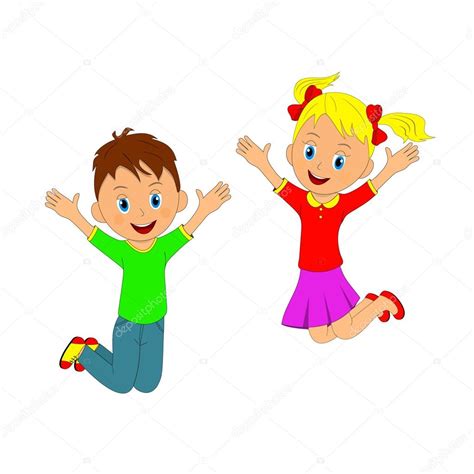 niños, niño y niña saltando — Archivo Imágenes Vectoriales ...