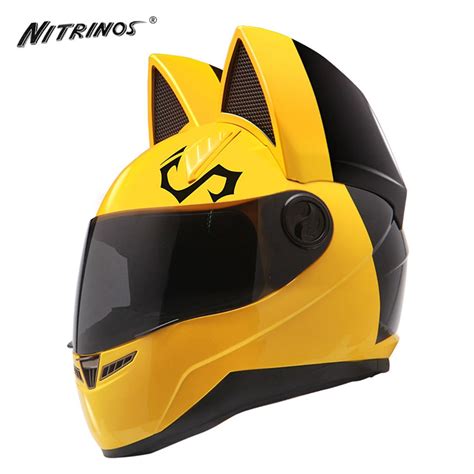 NITRINOS Motorcycle Helmet Women Cat Helmet Full Face ...