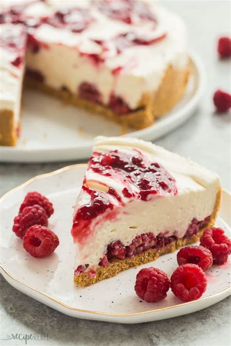No Bake White Chocolate Raspberry Cheesecake Recipe + VIDEO