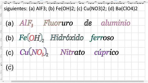 Nomenclatura química, nombrando algunas sustancias ionicas ...