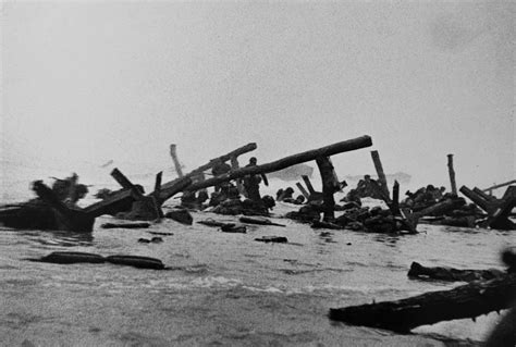 Normandy landing beach obstacles   Robert Capa photo   AJ Hydell s
