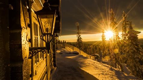 Noruega Invierno Nieve Puesta Del Sol   Fondos de pantalla ...