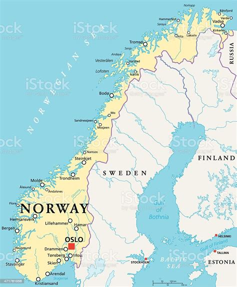 Norvegia Mappa Politica   Immagini vettoriali stock e ...