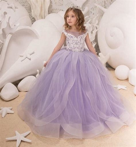 Novedosos vestidos de fiesta de promoción para niña color lila