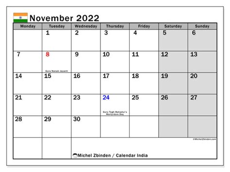 November 2022 Calendars “Public Holidays”   Michel Zbinden EN