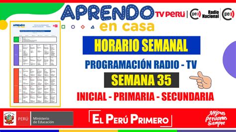 NUEVO HORARIO SEMANAL para la Programación RADIO Y TV – SEMANA 35  Del ...