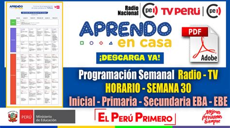 Nuevo Horario Semanal – Programación Radio y TV SEMANA 30 [Del 26 al 30 ...