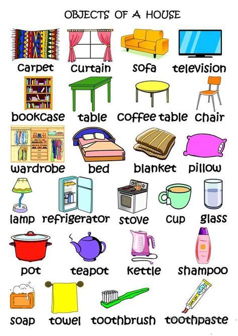 Objects of a House  With images  | Learn english words, Learning ...