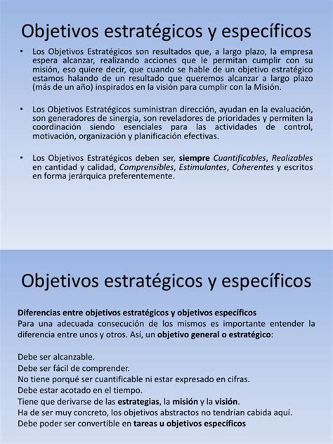 Objetivos Estratégicos y Específicos | Planificación | Business ...