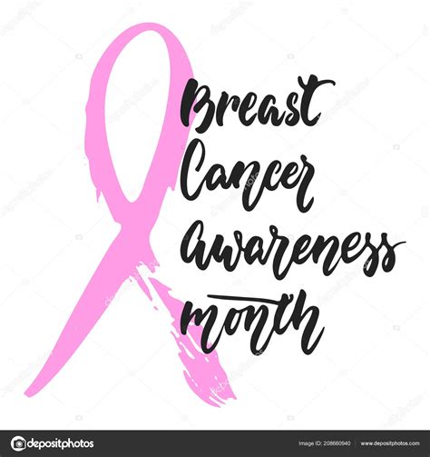 October Breast Cancer Awareness Month lettering phrase ...