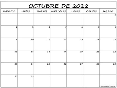 octubre de 2022 calendario gratis | Calendario octubre