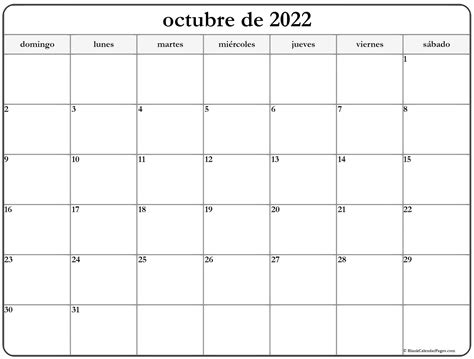 octubre de 2022 calendario gratis | Calendario octubre