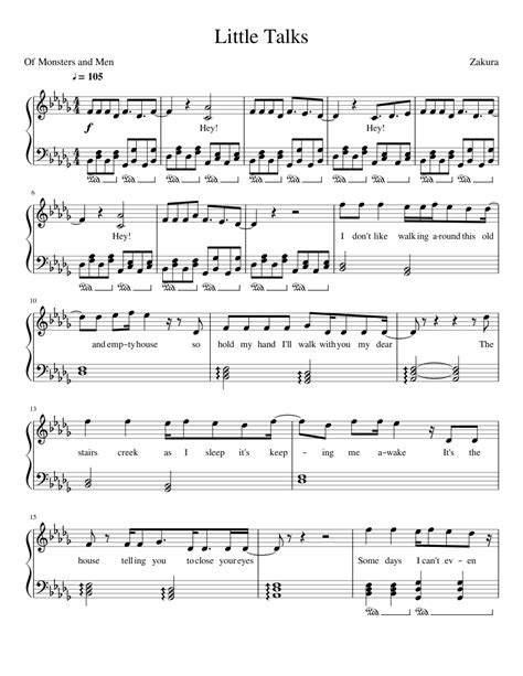 Of Monsters and Men   Little Talks sheet music for Piano ...