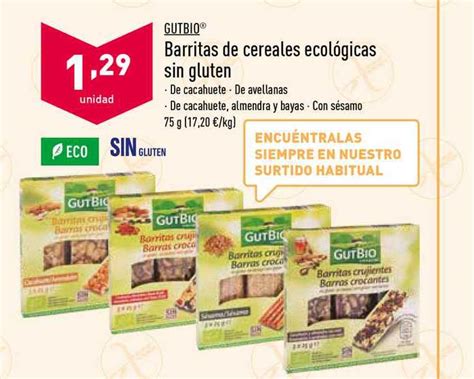 Oferta Gutbio Barritas De Cereales Ecológicas Sin Gluten en ALDI