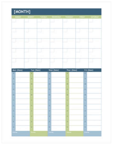 Office.com 上的免費週行事曆範本   Excel