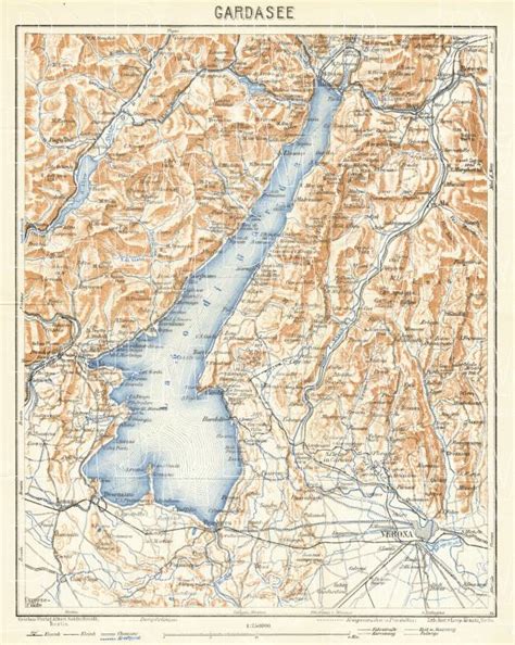 Old map of Lake Garda  lago di Garda  in 1929. Buy vintage ...