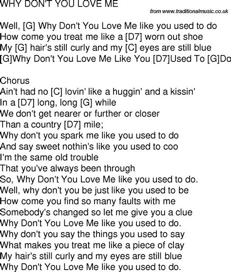 Old time song lyrics with chords for Why Don t You Love Me ...