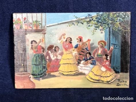 Oleo tabla folclore andaluz foto firma rubio se   Vendido en Venta ...