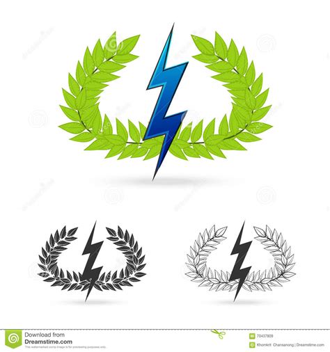 Olive Branch With Thunder Symbol Of Greek God Zeus Stock Vector   Image ...