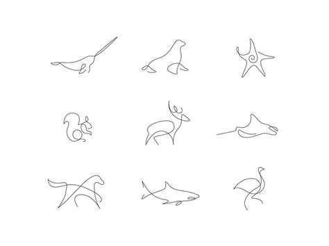 One Line Logos   Animals Drawn with a Single Line ...