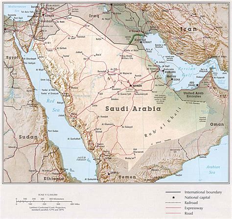Online Maps: Saudi Arabia relief map