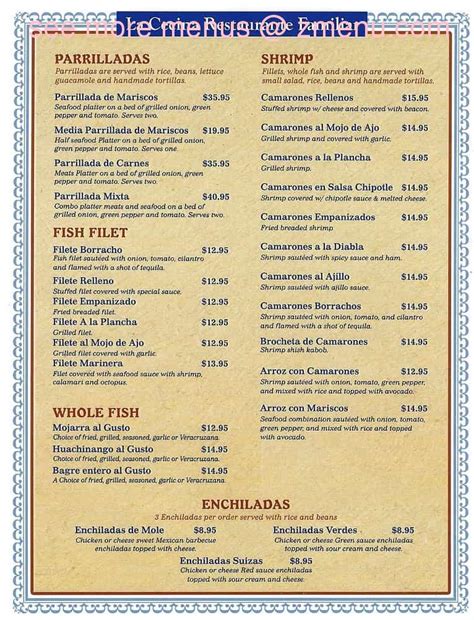 Online Menu of La Cecina Restaurant, Dyer, Indiana, 46311 ...