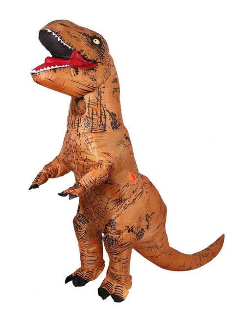 Opblaasbaar T rex kostuum dino pak bruin Jurassic World ...