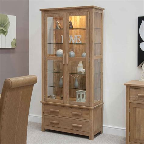 Opus Oak Glass Display Cabinet | Modern Oak Glass Display ...