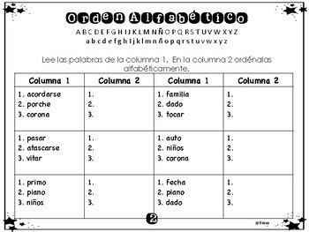 Orden Alfabético y sílabas  ABC order and syllables in ...