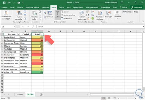 Ordenar datos de celdas por color Excel 2016   Solvetic