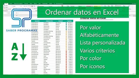 Ordenar datos en Excel | todas las opciones | Saber Programas