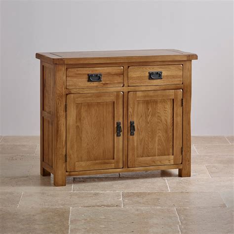 Original Rustic Solid Oak Small Sideboard | Oak Furniture Land