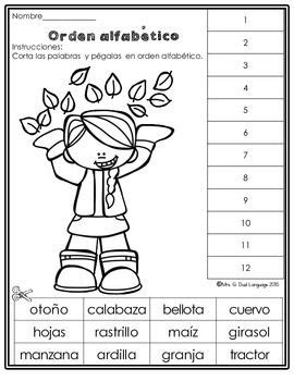 Otoño: Hojas de trabajo. Fall Literacy Packet in Spanish ...