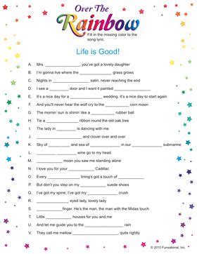Over the Rainbow Song Lyrics Quiz   play the song for the ...