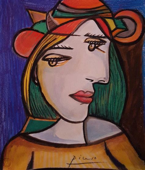 Pablo Picasso Painting, Signed art Original, cubist found ...