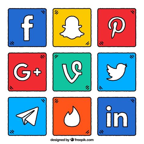 Pack de cuadrados coloridos con logos de redes sociales ...