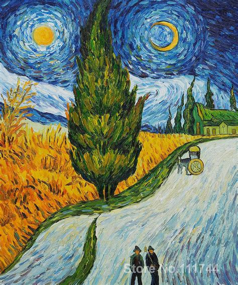 paintings of Road With Cypress and Star Vincent Van Gogh ...