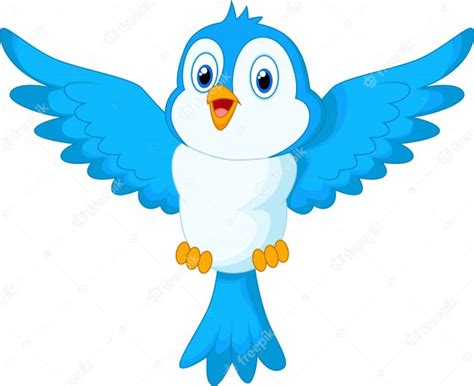 Pájaro azul de dibujos animados lindo volando | Vector Premium