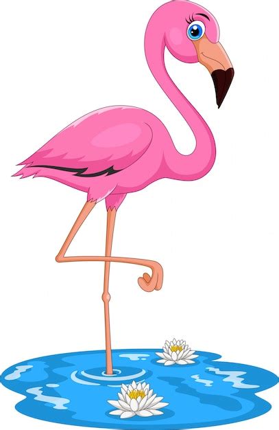 Pájaro flamenco rosado de dibujos animados lindo | Vector Premium