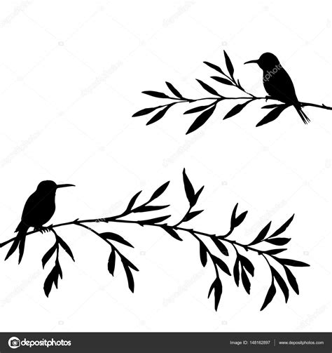 Pájaros en siluetas de árbol — Vector de stock  cat_arch ...
